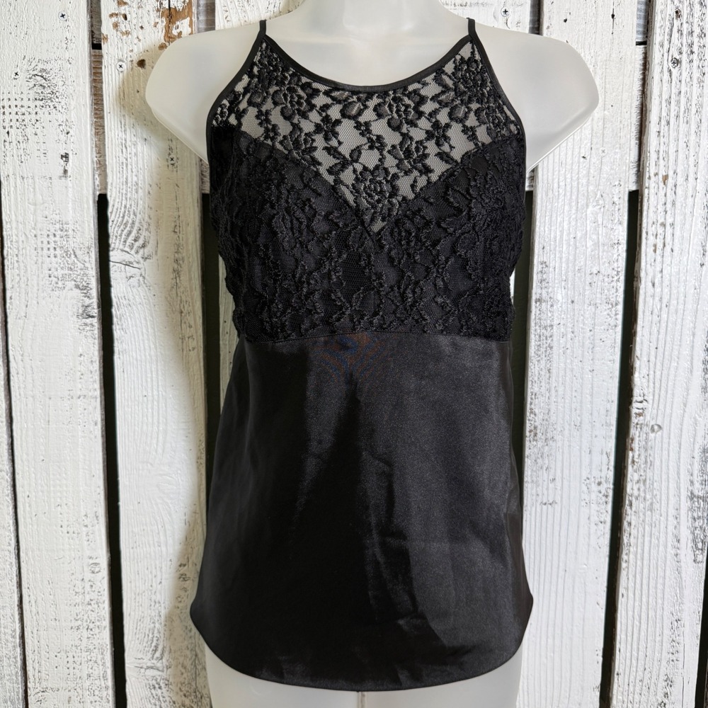 Y2K Erika Taylor‎ Intimates Black Lace Cami Romantic Top Coquette Fairy Festival